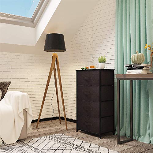 YITAHOME Storage Tower with 4 Drawers - Fabric Dresser, Organizer Unit for Bedroom, Living Room, Closets & Nursery - Sturdy Steel Frame, Easy Pull Fabric Bins & Wooden Top (Brown)