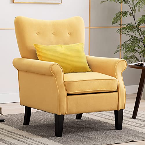 Artechworks Tufted Upholstered Accent Arm Chair with Tech Cloth(Leathaire), Love Shape Single Sofa Club Chair for Living Room, Bedroom, Home Office, Reading/Hosting Room,Blue Color
