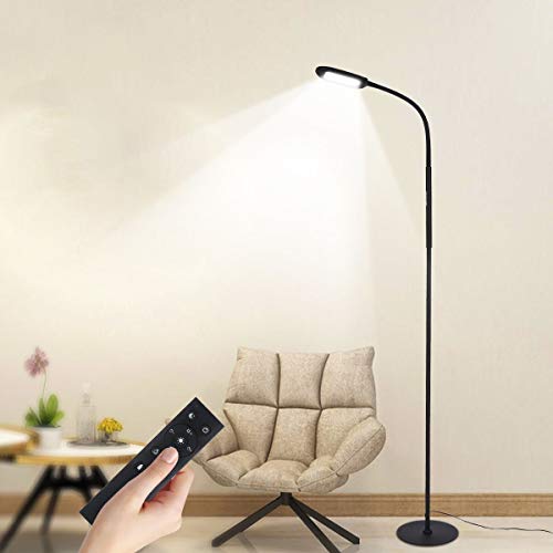Floor Lamp, Touch LED Floor Lamp 1500LM Stepless Dimming with Remote Control, 4 Colors Temperatures Standing Lamp with Gooseneck for Living Room Bedroom Office Reading