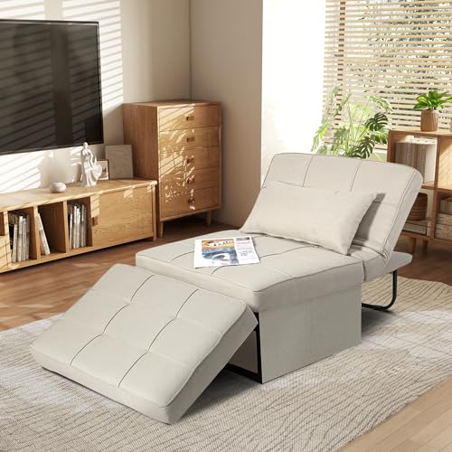 Ottoman Sofa Folding Sofa Bed（No Installation Required）, 4 in-1 Sleeper Chair Bed Multi-Function Folding Convertible Couch Chair Ottoman Bed for Apartment, Small Space,36” Width(Gray)