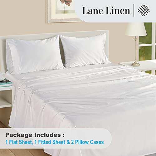 LANE LINEN 100% Egyptian Cotton Bed Sheets - 1000 Thread Count 4PC Queen Sheets Set, Long Staple Cotton Bedding Sheets, Sateen Weave, Luxury Hotel Sheets, Deep Pocket, Swiss Dot - White