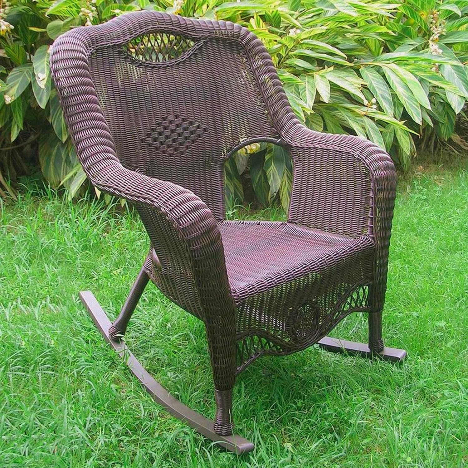 International Caravan Furniture Piece Resin Wicker Indoor/Outdoor Rocker