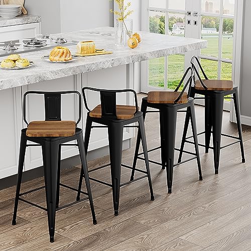 Andeworld 30 Inch Swivel Bar Stools Set of 4 Counter Height Stools Industrial Metal Barstools (30 inch, Distressed White)