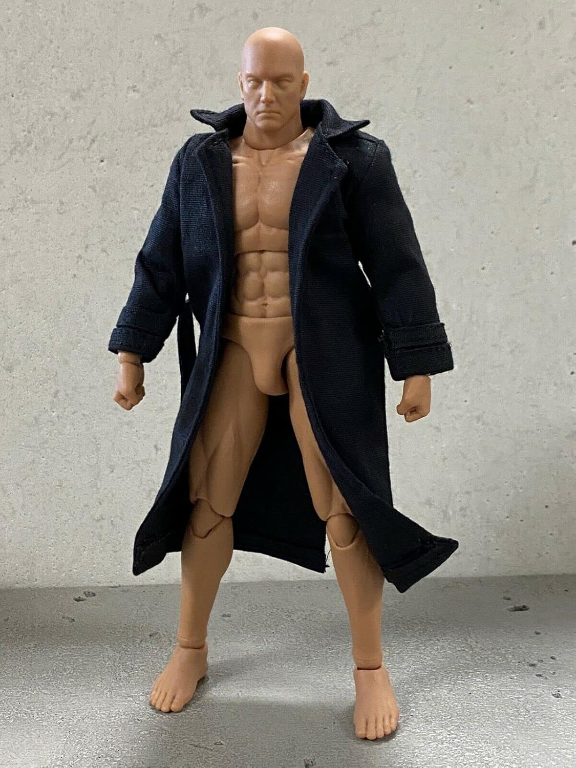 1/12 Scale Miniature Custom Handmade Black Fabric Wired Trench Coat for 6 inch Action Figure