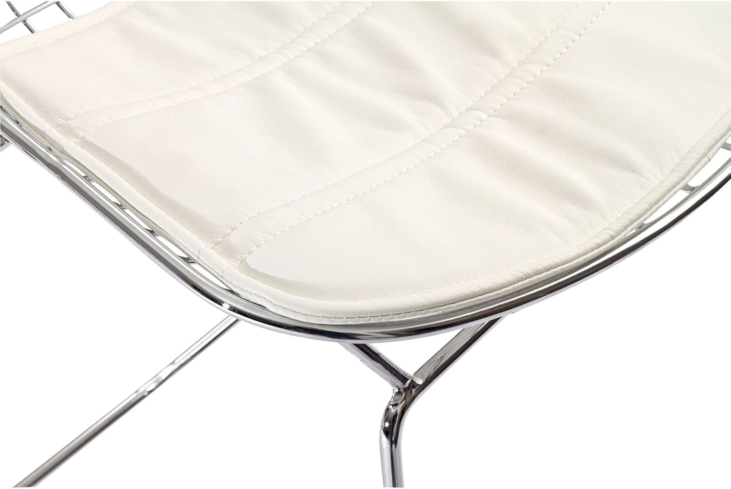 Modway CAD Modern Wire Frame Faux Leather Upholstered Counter Bar Stool in White