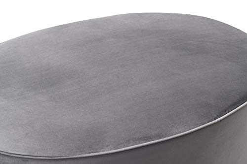 Tov Furniture Scarlett Oval Upholstered Velvet Ottoman (Grey)