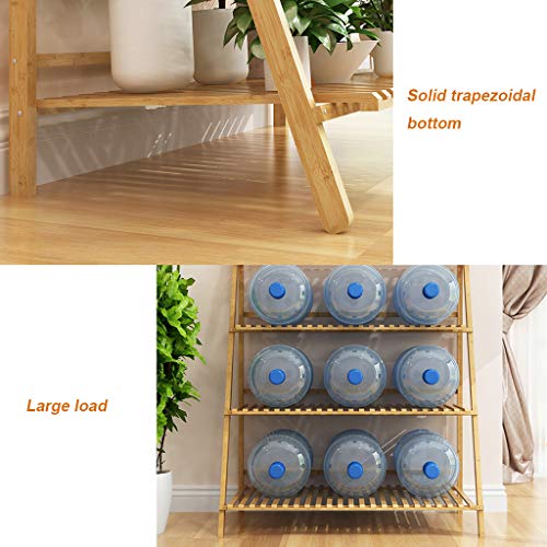 Flower Pot Holder Potted Rack 3 Tier Bonsai Display Shelf Storage Shelves Bamboo Herb Plant Stand Folding Modern Indoor Decoration for Balcony Garden Patio