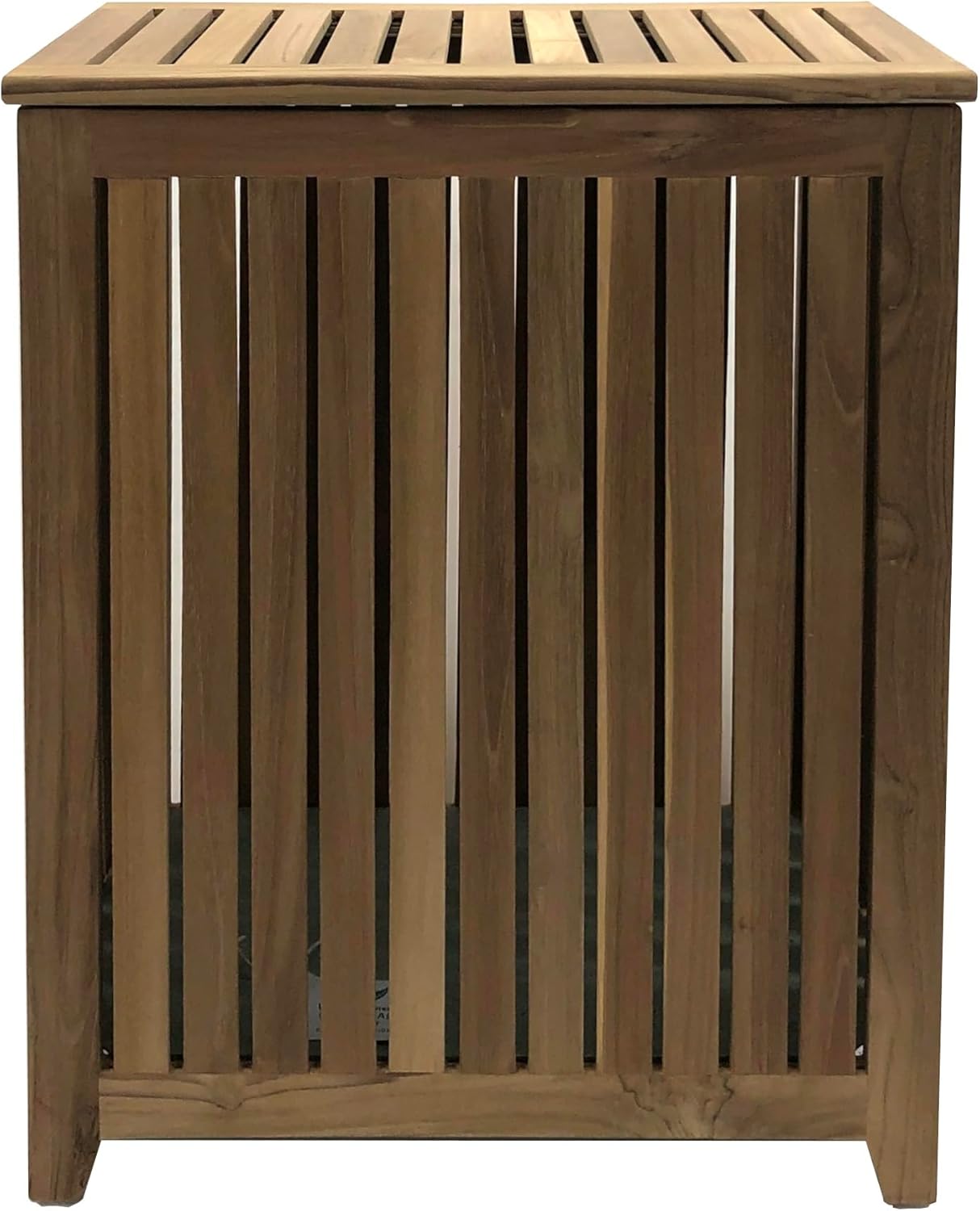 Genuine Teak Spa Style Hamper, Top Load Double Hinged Lid