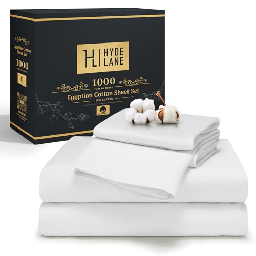 Hyde Lane 100% Egyptian Cotton Sheets Queen Size, 1000 Thread Count Sheet Set, Hotel Luxury Bed Sheets with 18