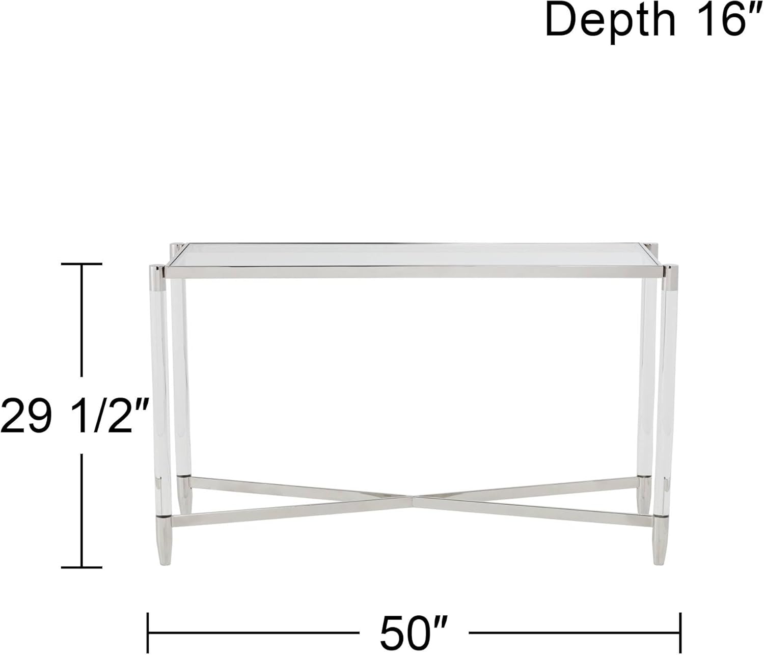 55 Downing Street Stefania Modern Silver Rectangular Console Table 50