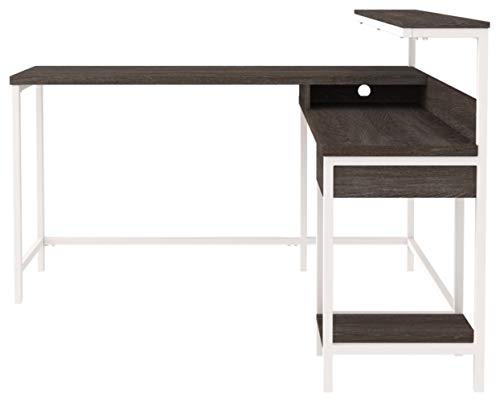 Signature Design by Ashley Camiburg Modern L-Shaped Home Office Desk, Warm Brown
