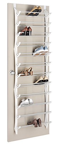 Whitmor Over The Door Shoe Rack, 36 Pair, White