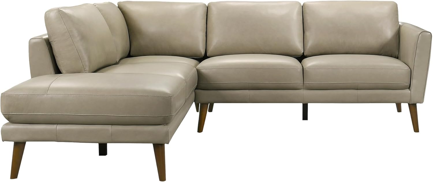 Paisley Genuine Leather L-Shaped Pillow Back Left-Facing Sectional in Cream