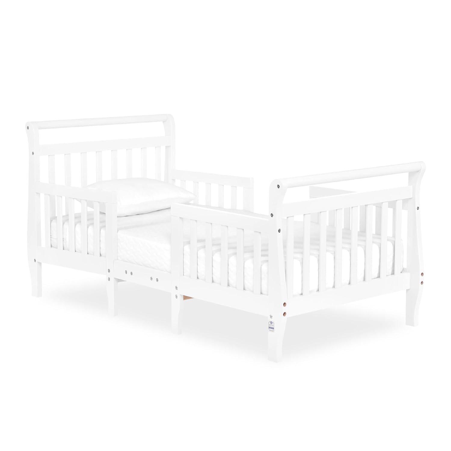 Emma 3 in 1 Convertible Toddler Bed in White & Baby Fairy 5” Foam Crib & Toddler Bed Mattress in a Box, White I Greenguard Gold Certified I JPMA Certified