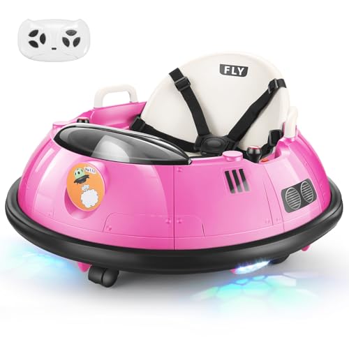 Hikole Bumper Cars for Toddlers 1-3 with Remote, 12V Kids Bumper Car, 360 Degree Spin, 5-Point Harness, LED Lights & Horn, Baby Bumper Car Ride On Gift for Girls Boys, Green