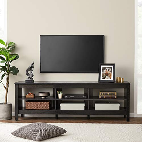 WAMPAT Farmhouse TV Stand for 75 inch TV, Wood Entertainment Center for 80 inch TV Console Table with 6 Storage Cubby for Living Room & Bedroom, 70 inch, Brown