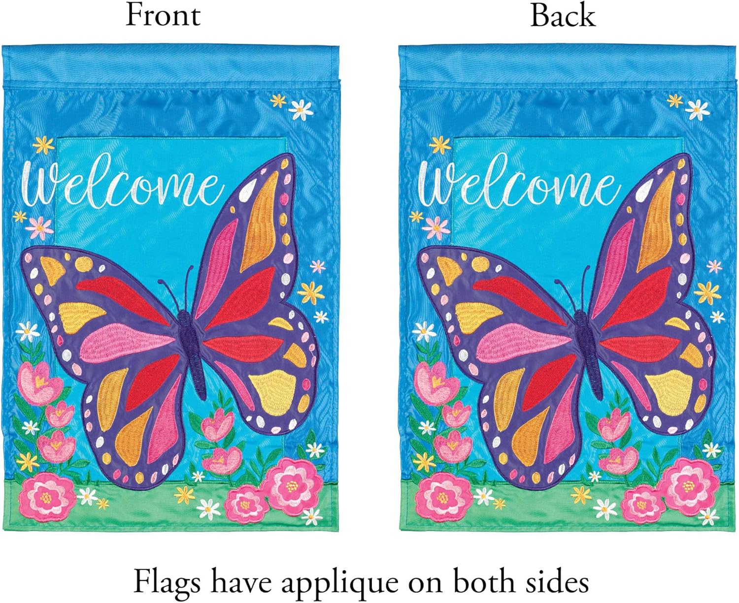 Magnolia Garden Welcome Large Butterfly 13 x 18 Inch Polyester Garden Flag