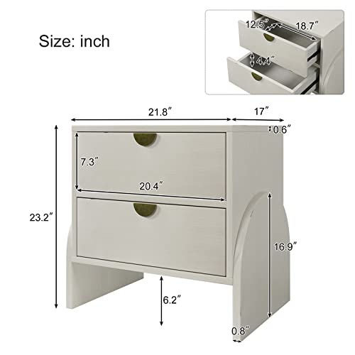 Double Dresser,Modern Drawer Dresser with Semi-Round Handle and Supporting Legs,Rubber Woodchest with Ample Storage Spaces,Drawer Organizers for Clothing,50.8''Lx17''Wx28''H,Antique White