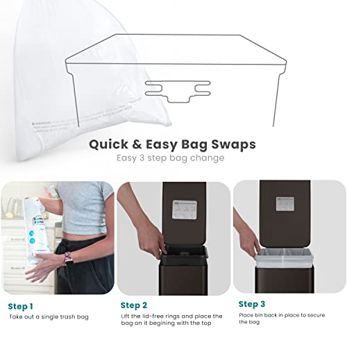 Home Zone Living 8 Gallon and 2.5 Gallon Kitchen Trash Can Combo Value Set, Slim Body Stainless Steel Design, 30 Liter and 9.7 Liter Capacity, Silver