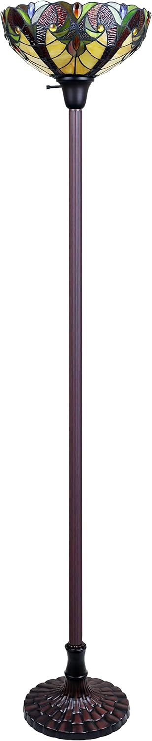 Chloe Lighting Adia Tiffany-Style Dark Bronze 1-Light Victorian Torchiere Floor Lamp 14