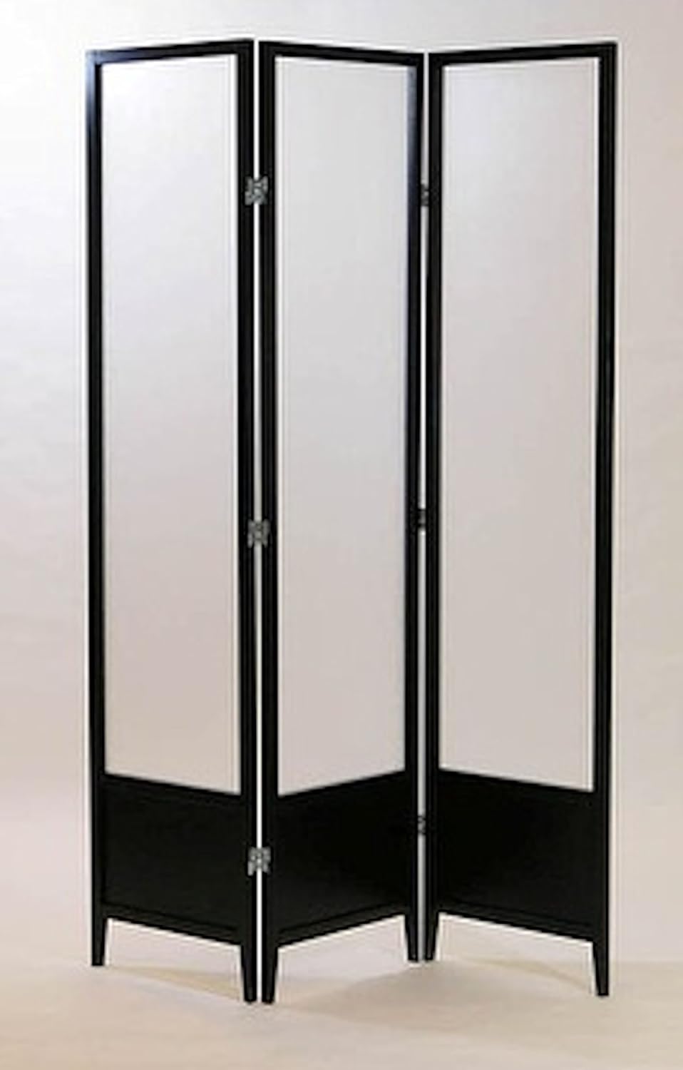 Legacy Decor 3 Panel Solid Wood Screen Room Dividers w/Translucent Inserts, Black Finish