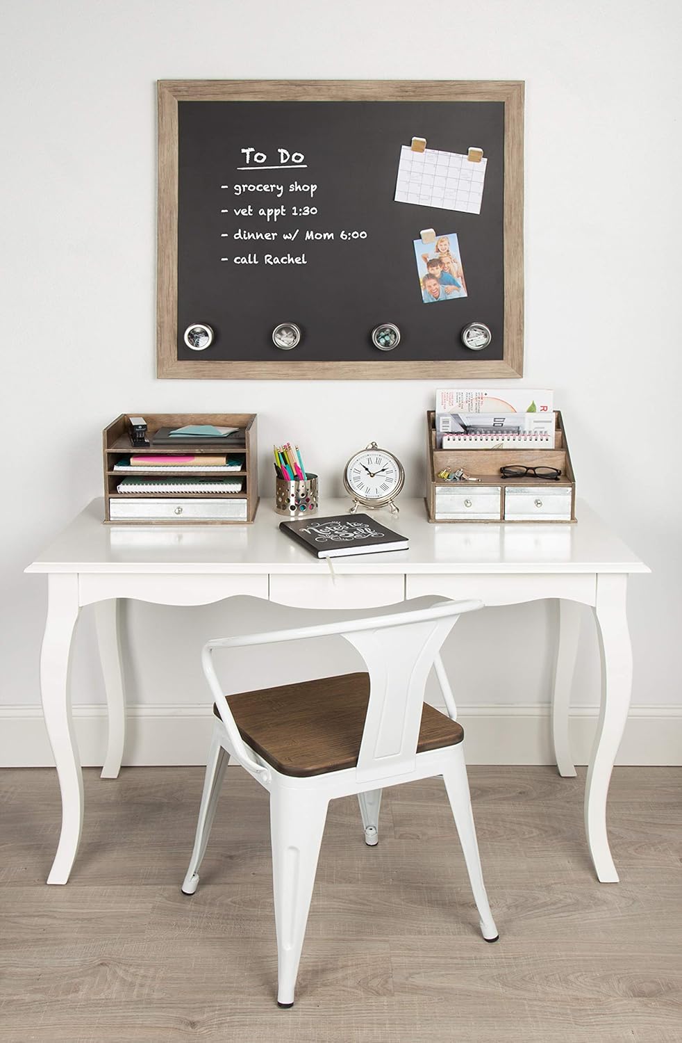 Beatrice Framed Magnetic Chalkboard, 27x33, Rustic Brown