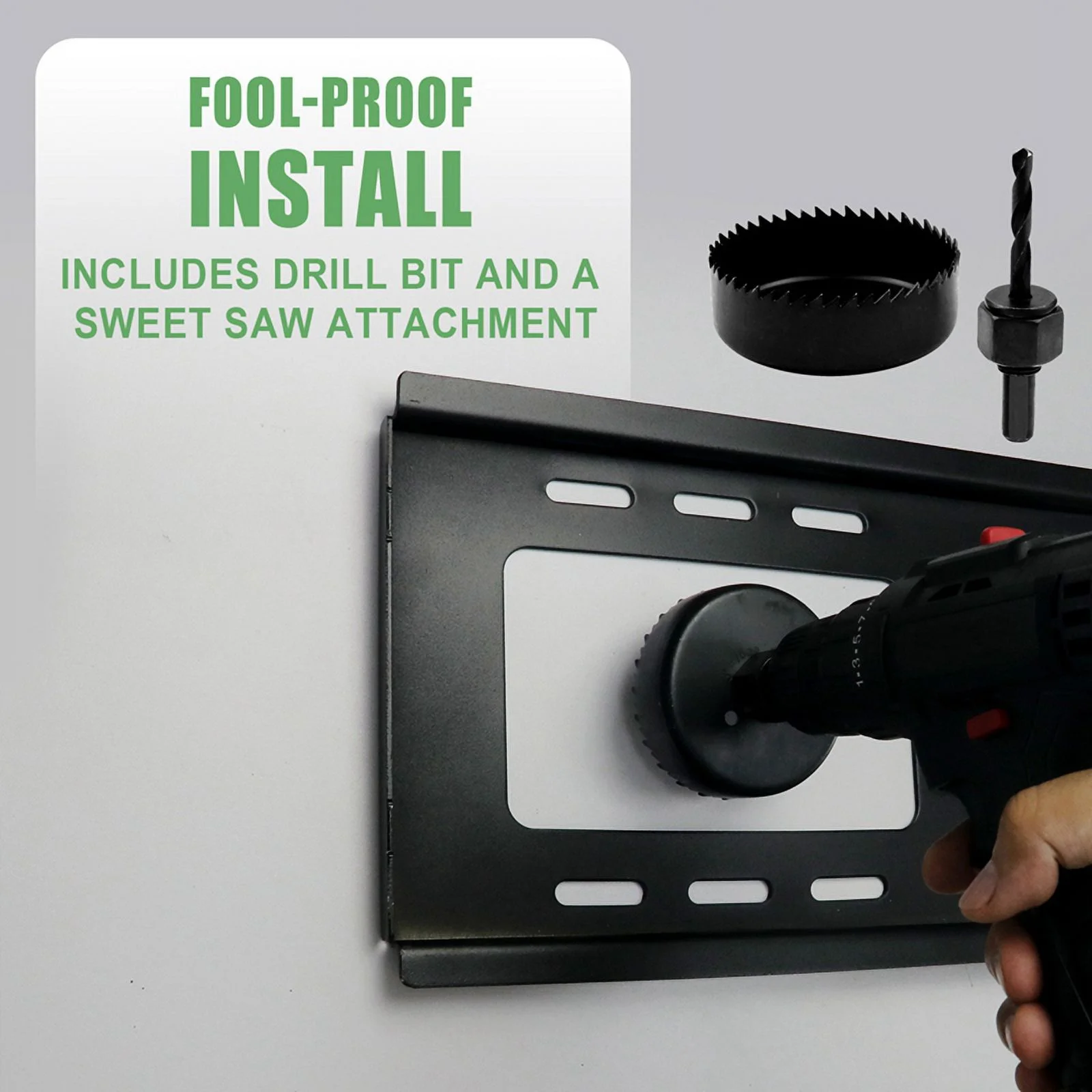 In-Wall Cable Management Kit, Hide TV Wires, Easy Install, White Plastic, Includes Drill Bit