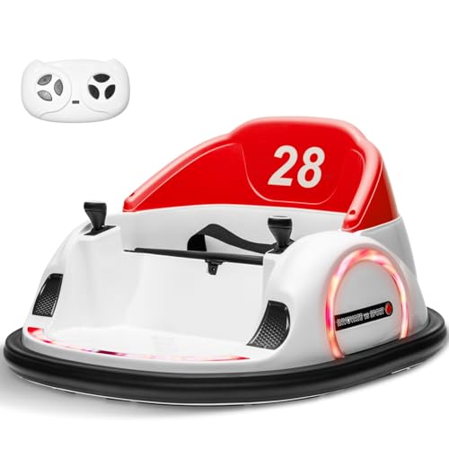 Ride on Bumper Car for Toddlers,12V Battery Car for Kids W/15.7inch Extended Seat, Parent Remote,3-Speed,2 Driving Modes,360°Spin,Electric Bumping Car with Music, LED Lighting, Blue