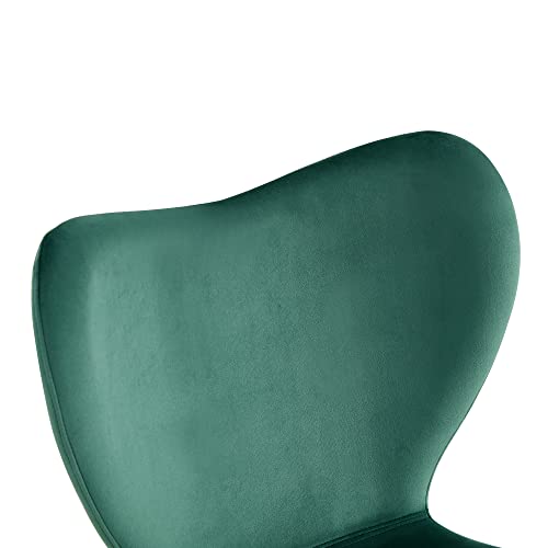 Dining Kitchen Velvet Cushion Seat, Upholstered Back and Metal Legs, Velvet Dining Chairs Set of 2, Modern Mid Century Living Room Side Chairs, Dark Green/Gray