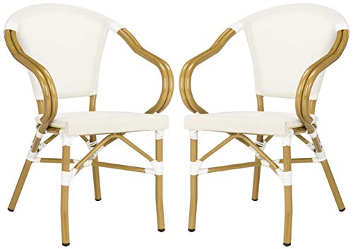 Safavieh PAT4003B-SET2 Outdoor Collection Karine Beige Stacking Arm Chair