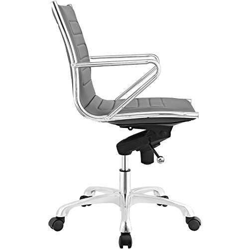Modway Ascend Faux Leather Adjustable Swivel Office Chair in Gray