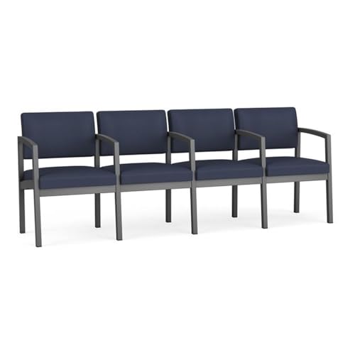 Lenox Steel Fabric 4 Seats Reception Chair in Charcoal/Open House Navy