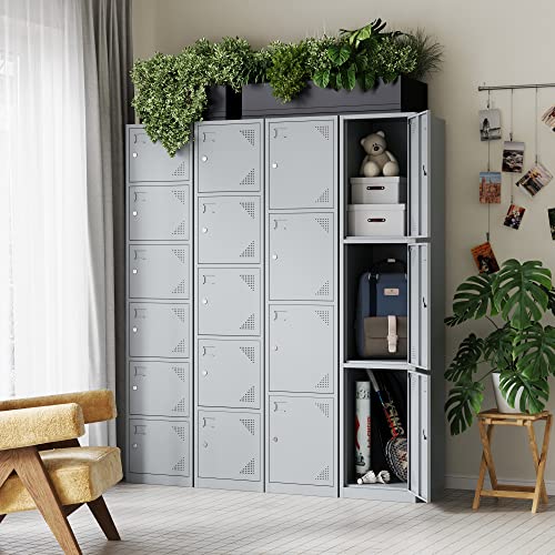 Letaya Locker for Employees,Metal Storage Lockers 2 Door Clothes Organizer Cabinet for Work,School,Gym,Home,Office,Staff,Kid Room (Grey)