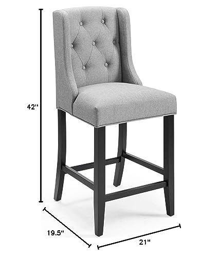 Modway Baronet Tufted Button Fabric Bar Stool, Beige