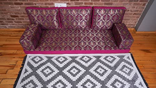 Premium Pink Sofa Set, Arabic Sofa, Floor Cushions, Floor Seating Sofa, Moroccan Sofas, Arabic Majlis, Garden Sofas, Traditional Patterned Sofa (Sofa + Ottoman)