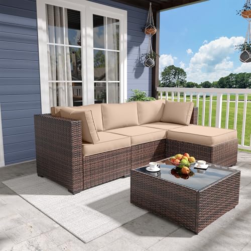 UDPATIO Outdoor Cushions for Patio Furniture with 5 Pillows, Waterproof Patio Furniture Cushions Replacement, 4