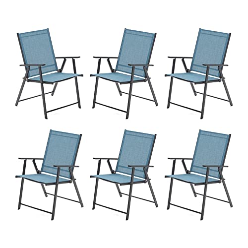 VICLLAX Outdoor Chairs Set of 4, Metal Stackable Patio Sling Chairs for Lawn Garden, Red