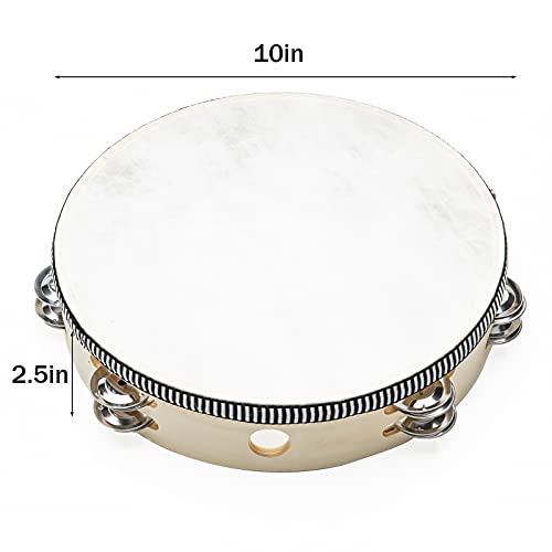 MUSFUNNY Tambourines 8 inch Dove Bible Double Row Jingle Tambourine for Adults,Handbell Clap Drum Tambourine for Pray Church Party Musical Instrument (8 inch Dove)