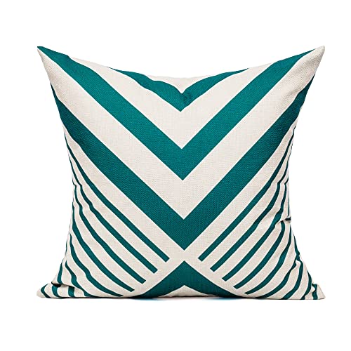 All Smiles Aqua Outdoor Throw Pillow Cases Light Sky Blue Decorative Cushion Covers 18 x 18 Set of 4 Home Decor Accent Square for Couch Sofa Patio Bed Living Room,Modern Geometry Decorations