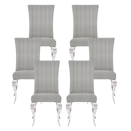 White and Gold Dining Chair Set of 2, Modern Upholstered Kitchen Dining Chairs with Stainless Steel Legs, Loads 500lbs for Modern Kitchen Dining Room Bedroom