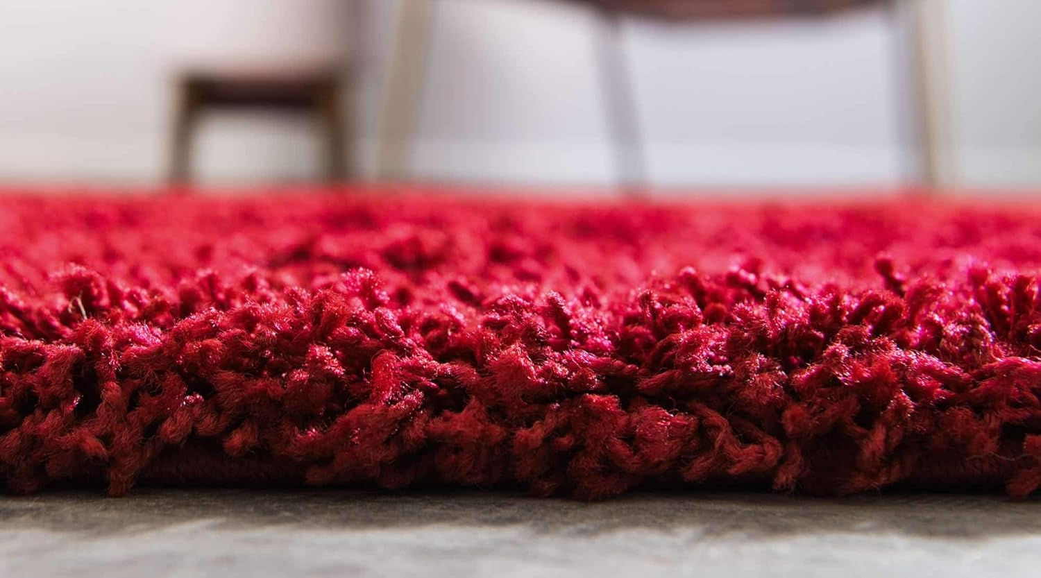 Unique Loom Solid Shag Collection Area Rug (8' x 10' Rectangle, Cherry Red)