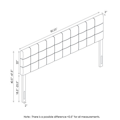 Furinno Roanne Tufted Headboard, Full, Black