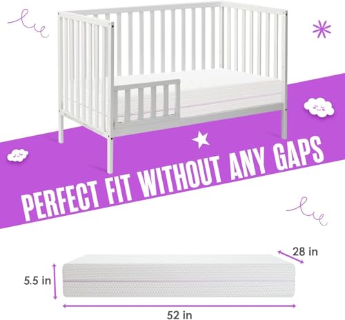 Sleepah 5.5” Crib & Toddler Bed Mattress Dual Sided Cooling Memory Foam – Waterproof Washable Breathable Soft Cotton Fabric – CertiPUR Firm Baby Mattress - Toddler Mattress Baby Crib Mattress (Blue)