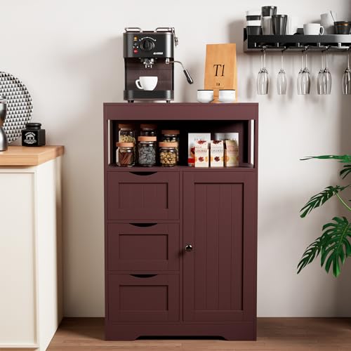 Buffet Cabinet Sideboard Storage with Doors, Adjustable Shelf for Living Room, Kitchen, Brown