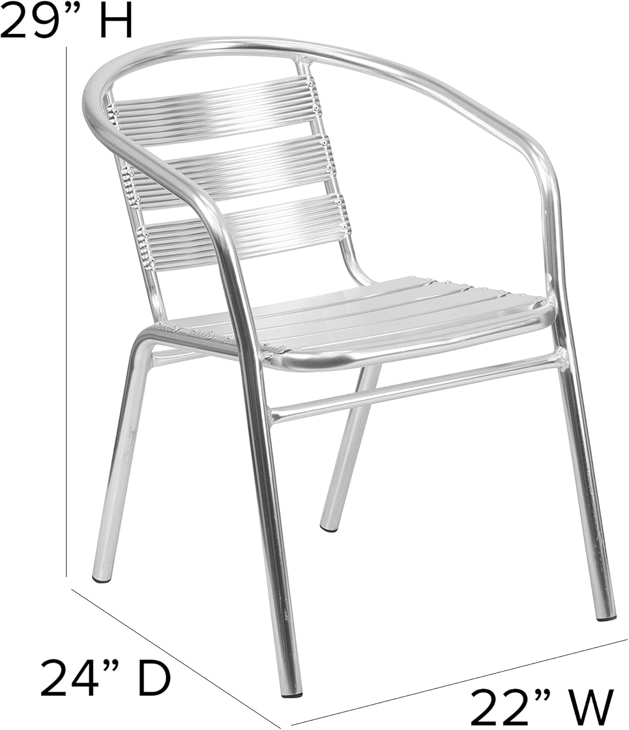 EMMA + OLIVER Heavy Duty Aluminum Indoor-Outdoor Stack Chair w/Triple Slat Back