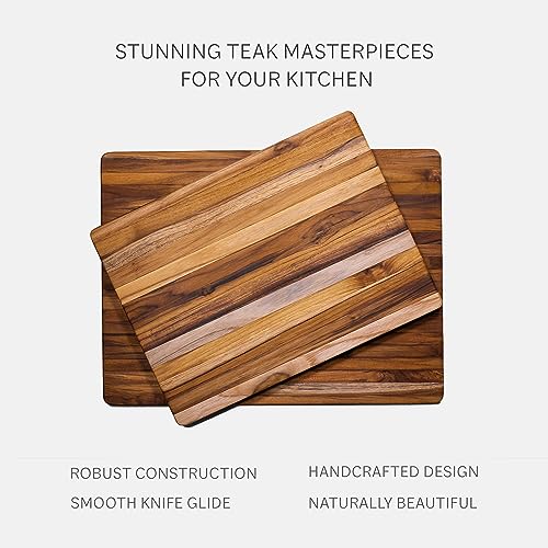 Teakhaus Cutting Board - Extra Large (XL) Wood Cutting Board with Grip Handles - Reversible Teak Edge Grain Wood - Knife Friendly - FSC Certified