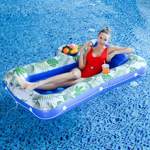 Large Pool Lounger Floats - Inflatable Pool Chair Floating for Adult Pool Floaties and Recliner with Backrest for Lake Float Beach Party