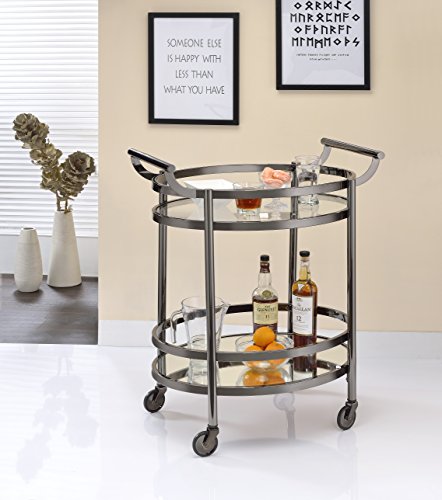 Acme Lakelyn Metal Frame Serving Cart with Bottom Shelf in Glass and Bronze