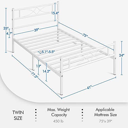 Topeakmart Metal Bed Frame with Curved Design Headboard and Footboard,13 Inches Underbed Storage, 12 Built-in Steel Slats, No Box Spring Needed, Queen, Black
