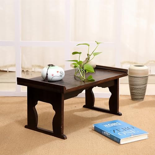 Altar Table - Premium Japanese Meditation Table & Shrine Stand - Folding Chabudai Tatami Puja Table - Low Tea Table for Sitting On The Floor -Sleek Finish
